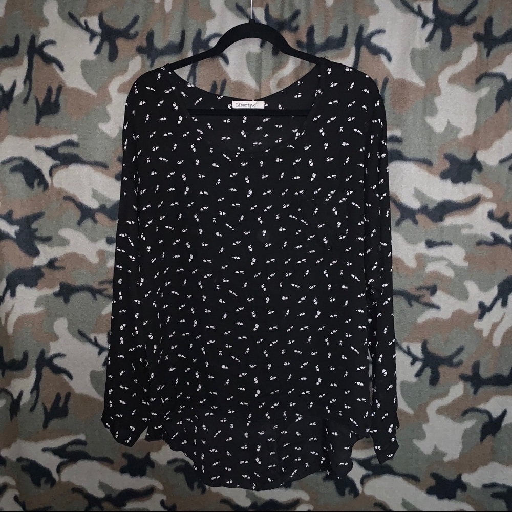 High/Low hem Liberty blouse with abstract detail